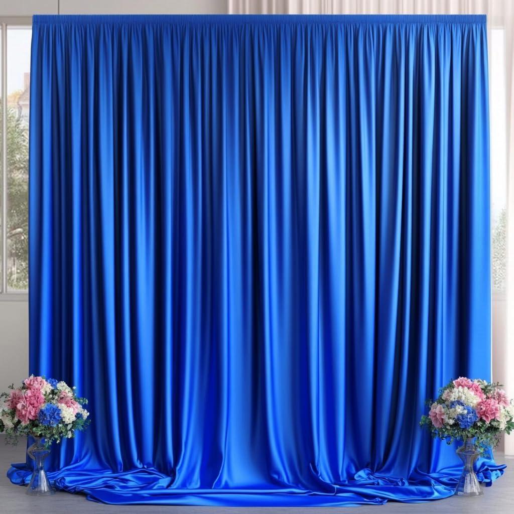 10ft x 10ft Wrinkle Free Royal Blue Backdrop Curtains for Party Stage Wedding Ceremony, Polyester Photography Backdrop Drapes Back Drop Cloth for Baby Shower,Rod Pocket Home Sliding Door Decoration
