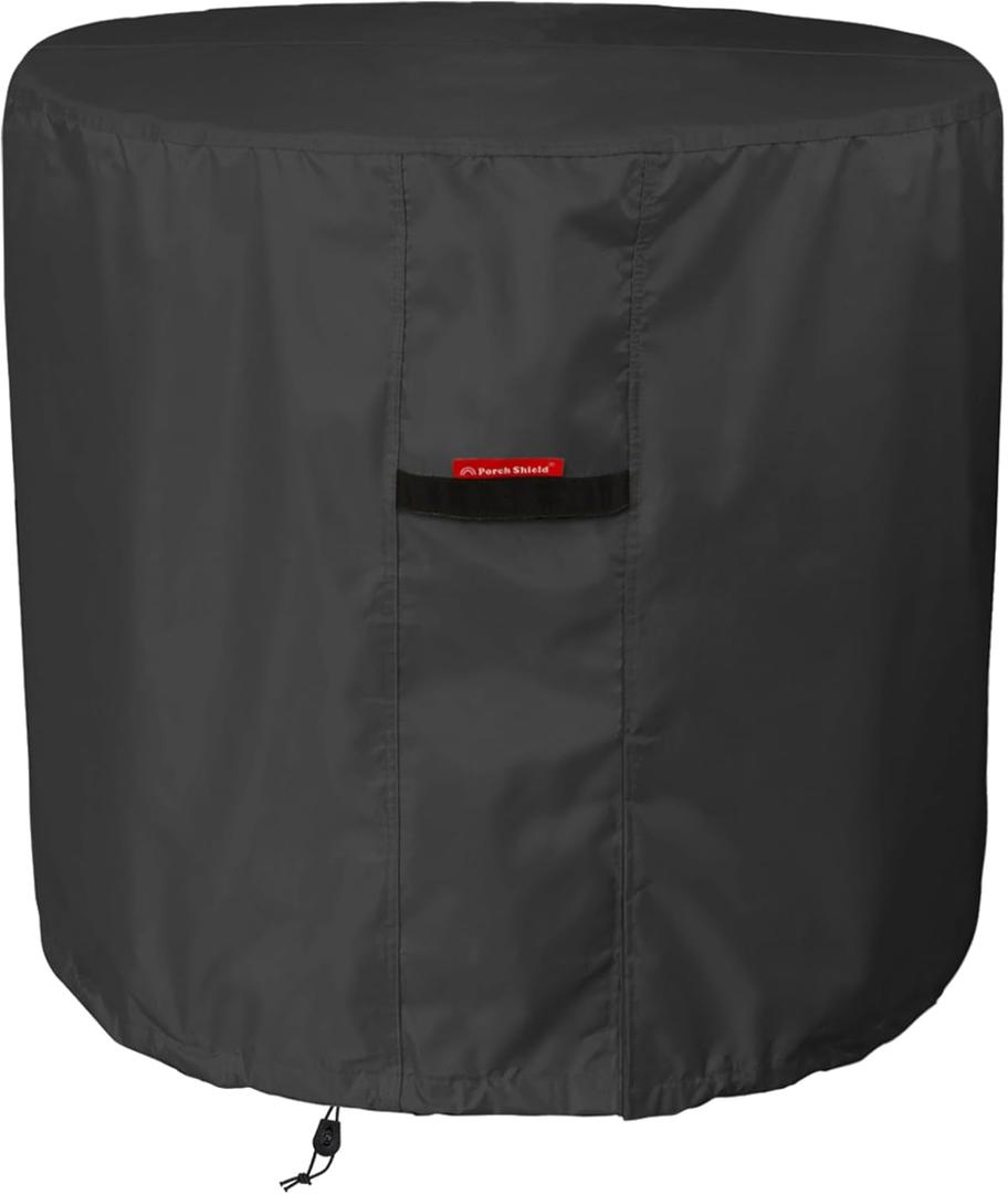 Porch Shield Waterproof AC Covers Heavy Duty Round Air Conditioner Cover for Outside Unit Up to 34''D x 30''H, Black