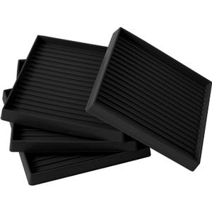 5x5 Square Rubber Furniture Caster Cups, Anti-Sliding Furniture Pads Bed Stopper Floor Protectors with Grip - Protect Any Flooring (4 Pcs Black)