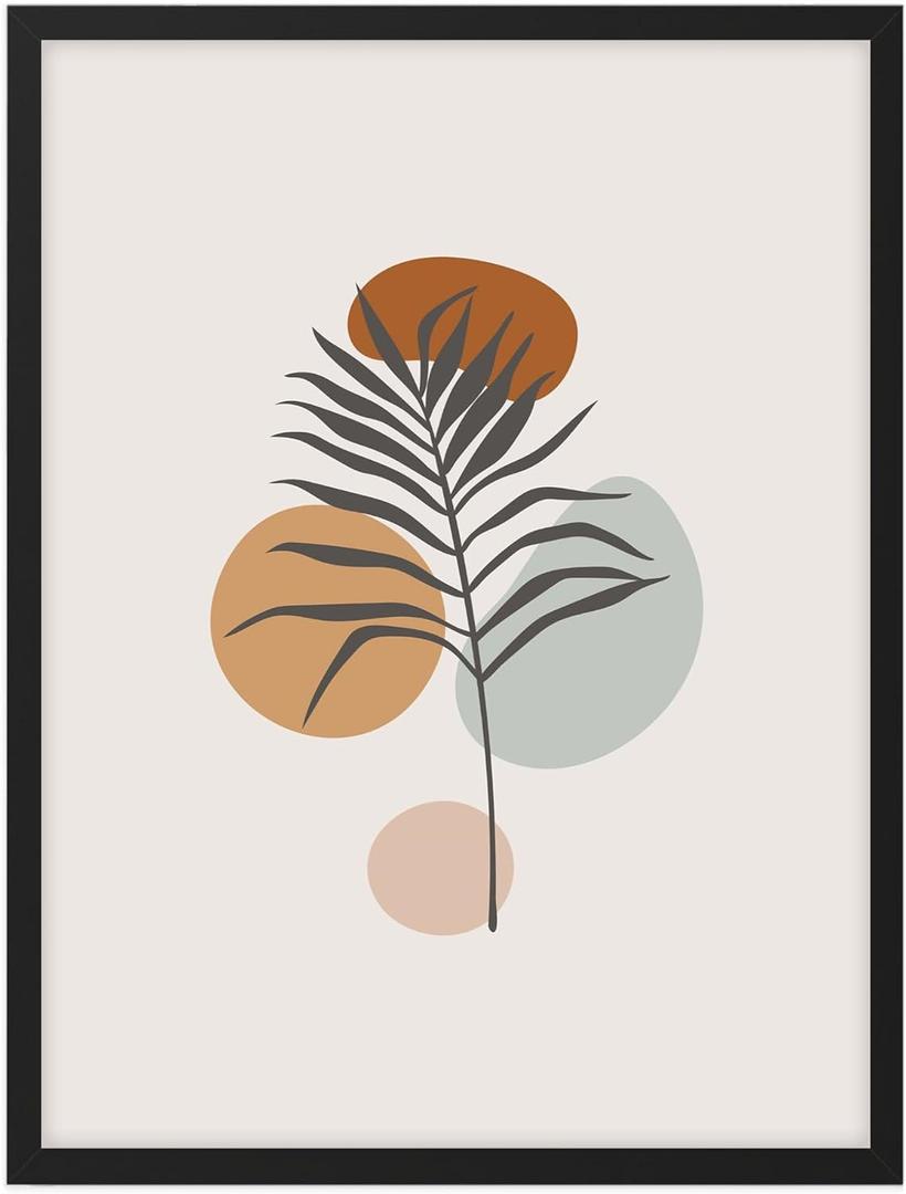 Ethan Taylor Bohemian Wall Art Prints Unframed Posters 'Minimalist Boho Botanical IV' Home Dcor for Living Room, Bedroom, Office, 20 in x 30 in, Gray, Brown