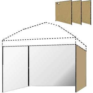 Outdoor Canopy Walls 10x10 Set 3, Sidewalls for 10 x 10 Rain Canopies Shade Khaki