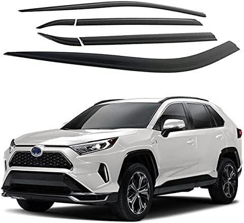 AUTOCLOVER Tape-On Rain Guards Window Visors 6 Pcs Set for Toyota Rav4 2019 2020 2021 2022 2023 2024 2025 / Window Deflectors, Out-Channel Vent Shades (Smoked)