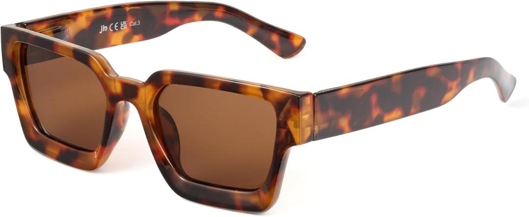 JM Trendy Polarized Square Sunglasses for Women Men Retro Chunky Rectangle Shades UV400 Protection