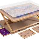 Lavievert 1500 Piece Tilting Puzzle Board with 6 Drawers & Cover, Angle & Height Adjustable Jigsaw Puzzle Plateau with 2 Stands/Easels, Portable Wooden Table with Non-Slip Tabletop for Adults