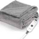Sunbeam Royal Posh Ribbed Champagne Heated Personal Throw / Blanket, Cozy-Warm, Adjustable Heat Settings