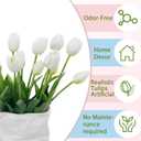 15 Pcs White Artificial Tulips Fake Flowers, Premium Latex Lifelike Texture, UV Resistant Waterproof Faux Tulip Bouquets with Snap-on Petals for Outdoor, Home, Wedding Decor