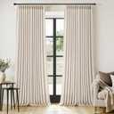 MIULEE Pinch Pleated Thick Linen Curtains 102 Inches Long 2 Panels for Living Room Bedroom, Memory Trained Pleat Drapes Back Tab Light Filtering Boho Cream Ivory Window Curtains with Hooks