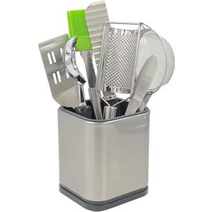 Flatware Holder Stainless Steel Small Utensil Crock - 4.6 Tall