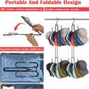 5 x Hat Organizer for Closet, Collapsible Metal Cap Rack with 360 Rotating Hooks, Space Saving Hat Hanger Holds 40+ Baseball Caps Holder for Wall, Door or Closet Display