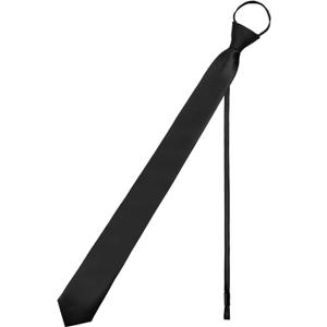 Skinny Ties for Men Pre-tied Adjustable Men's Ties, Solid Color Men's Neckties for Business Wedding Casual Graduation (Black)