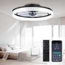 Ceiling Fans with Lights and Remote, 20'' Low Profile Ceiling Fan, 3000-6000K Dimmable Modern Flush Mount LED Fan Light, 6 Wind Speeds, Fandelier Ceiling Fans for Bedroom