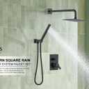 KENES Matte Black Rainfall Bathroom Shower System Rain Shower Head and Handle Set, Shower Faucet Set with 10-Inch Rain Showerhead and Handheld Spray, (Shower Valve Included), LJ-6026A-2