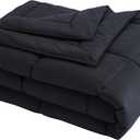 Lotus Home Down Alternative Blanket With Microfiber Cover and Water and Stain Resistance, Twin, Black (Twin, Black)
