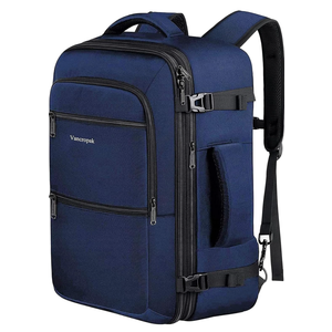 Vancropak Carry On Backpack, 50L Expandable Extra Large Travel Backpack, Flight Approved Water Resistant Luggage Suitcase Daypack, Lightweight Personal Business Weekender Bag for Men & Women, Blue