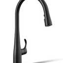 KOHLER Simplice Pull Down Kitchen Faucet, 3-Spray Faucet, Kitchen Sink Faucet with Pull Down Sprayer, Matte Black, K-596-BL