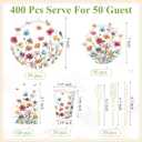 400 Pcs Wild Floral Disposable Paper Plates Napkins Cups Serve 50 Watercolor Floral Tableware Set for Spring Wedding Tea Party Decoration Bridal Shower Baby Shower(Cute Color,Novel Style)