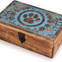 Kimona Jewelry Boxes Mango Wood Handcarved Wooden Decorative Treasure Chest Jewelry Organizer Housewarming Gifts (8"X 5"X 3")