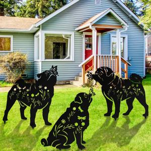 3 Pcs Metal Dog Garden Decor for Outside 12" Puppy Garden Stake Black Silhouette Statues Outdoor Decoration for Animal Lovers Gifts Women Men Patio Lawn Lawn Yard Art(Pug Dog) 3 Pcs Metal Dog Garden Decor for Outside 12" Puppy Garden Stake Black Silhouette Statues Outdoor Decoration for Animal Lovers Gifts Women Men Patio Lawn Lawn Yard Art(Pug Dog)