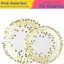 Disposable Plates for Party 50 Sets, 7'' & 9'' Paper Plates, Heavy Duty Golden Dot White Paper Plates Napkins Cups for Baby Shower Birthday Wedding