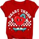 Boys Valentines Day Shirt Kids Valentine Heart Throb T-Shirts Toddler Funny Love Tee Top 2026 Red (4-5 Years)