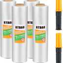 4 Rolls Stretch Wrap 15"x1000 Feet Stretch Film Shrink Wrap Packing Moving Suppliers for Shipping Moving Suppliers Packing Pallet Wrapping Surface Protection 60 Gauge (4 Rolls)
