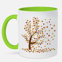 Tree With Circle Leaves, 11oz Two-Tone Green Mug