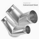 45 Degree 8 x 6 x 6 Inch Y Shape Duct Splitter - Metal 3 Way Connector - Galvanized steel - Duct Adapter - for Dryer Vent, Exhaust Fan, Hose, Home or Industrial HVAC Exhaust Ventilation