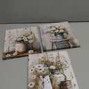 MotiMind 3 Pcs Daisy Bathroom Wall Decor Rustic Farmhouse Pictures Wall Decor Canvas Soothing Calming Nature Botanical Vintage Floral Country Prints Spring Summer for Bedroom 9. 84x7. 87''