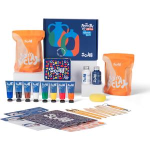 Sculpd - The Original Pottery Kit - Complete Air Dry Clay Kit for Adults Includes Sculpting Tools, Varnish, Paint Brushes, Guides, Arts & Crafts Sets, Gloss Varnish with Classic Tones