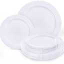 Tinybee 60PCS White Plastic Plates - Heavy Duty White Disposable Plates, Elegant Plastic Plates for Bridal Shower, Wedding and Party Including 30 Dinner Plates 10 '' & 30 Dessert Plates 7.5 ''