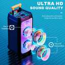 HWWR Karaoke Machine with 2 Wireless Microphones, Big Bluetooth Party Speaker with 500W Peak Power for Adults, PA System with Rolling Wheels and Trolley, Perfect for Outdoor, Home Party, Gatherings
