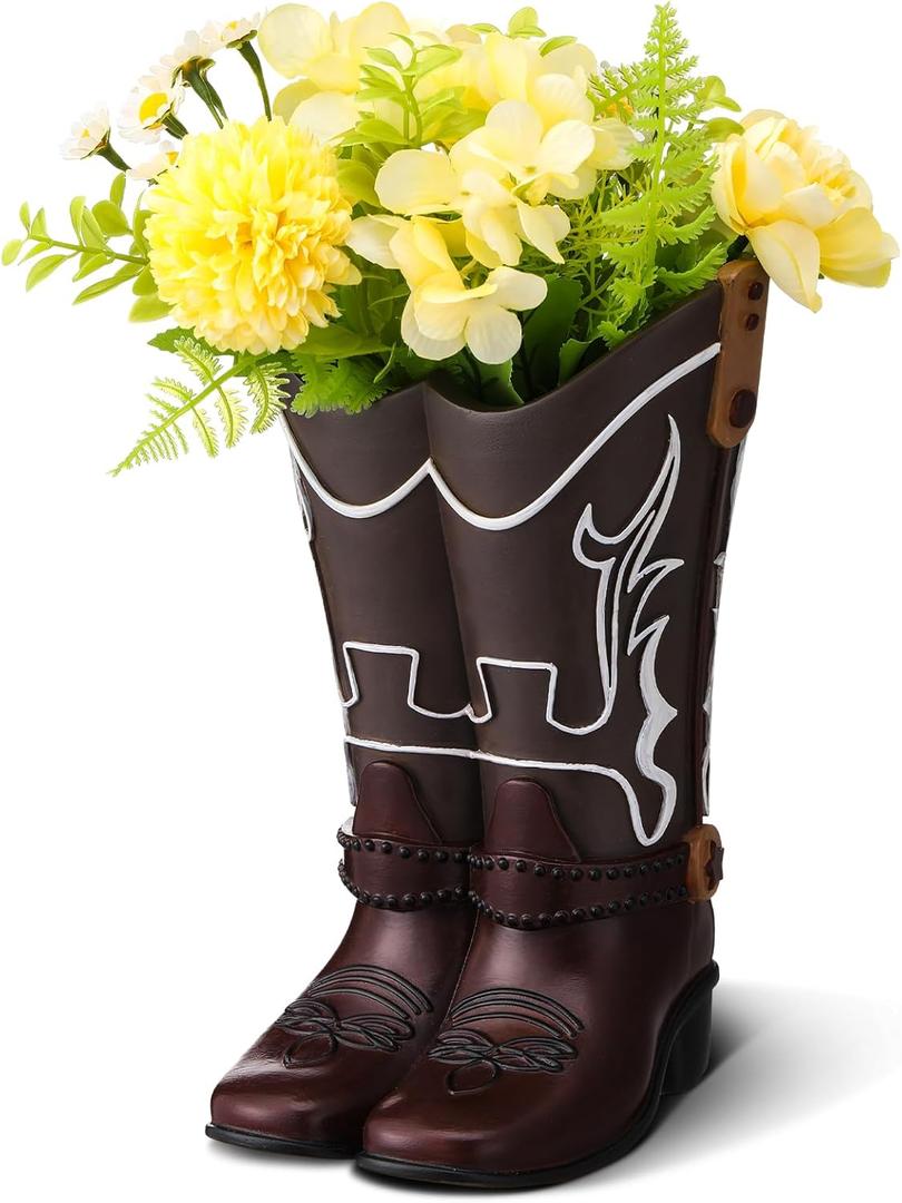 Western Cowboy Boot Vase Western Decor for Home Cowboy Boots Planter Boots Crafts Fun Western Party Decorations Cowboy Cowgirl Party Supplies