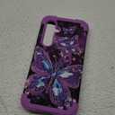 Miqala for Galaxy S25 5G Case, Glow in The Dark Three Layer Heavy Duty Shockproof Full Protection Hard Plastic Bumper+Soft Silicone Protective Case for Samsung Galaxy S25 6.2 inch, Dark Butterfly