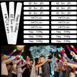 Glooglitter 60 Pcs Wedding Glow Sticks LED Foam Sticks Bulk Light up Baton Light Sticks Wedding Party Favors Wedding Dance Floor Props Glow Wands for Wedding Guests Ceremony Reception, 13.6 Inch