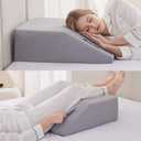 Ruqmuis Leg Elevation Pillow for After Surgery, 8inch Foam Leg Elevating Pillow for Swelling and Blood Circulation, Leg Wedge Pillow for Sleeping, Knee Pillow for Knee Hip Ankle Pain Relief, Velvet