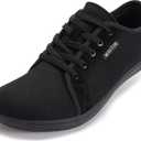 WHITIN Men's Canvas Barefoot Shoes | Wide Toe-Box | Zero-Drop Sole (W81 V2 | All Black (Canvas))
