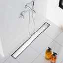 Neodrain 36-Inch Linear Shower Drain- with 2-in-1 Flat & Tile Insert Cover, Brushed 304 Stainless Steel Rectangle Shower Floor Drain, Floor Shower Drain with Adjustable Leveling Feet, Hair Strainer