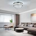 FRIXCHUR Crystal Chandeliers LED Crystal Ceiling Light Fixture with Remote Large Flush Mount Chandelier Ceiling Light for Living Room Bedroom Kitchen (Dimmable), 17.7" x 13.7"