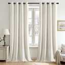 ANRODUO Ivory White Velvet Curtains 84 Inches Long Blackout Thermal Insulated Soundproof Curtain Privacy Room Darkening Curtains Grommet Window Drapes for Bedroom Living Room Set of 2