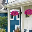 Artificial Hanging Flowers Plant with Basket for Outdoors, Fake Hanging Plants Silk Bougainvillea in Planter Look Real UV Resistant Faux Flower for Outside Porch Patio Garden Home Decor, Purple Hotpink