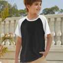 Boys Short Sleeve T Shirts Kids Summer Colorblock Tops Crewneck Casual Tee 5-14 Years