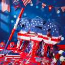 250th Number Patriotic Piñata Set Red White Blue American Flag 22in Piñata with Stick Blindfold Confetti for 250 Summer Pool USA Party Decor