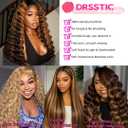 28 Inch 200 Density 1B/30 Highlight Ombre Deep Wave Lace Front Wigs Human Hair Wear and Go Glueless Wigs Human Hair Pre Plucked 13x4x1 T part Synthetic Blend Wig Highlight Ombre Curly Human Hair Wig