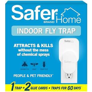 Safer Home Indoor Plug-In Fly Trap - SH502 - Effective Fruit Fly Traps for Indoors, Gnat Traps for House Indoor, 400 Sq Ft Protection - Style: 1 Device + 2 Glue Cards
