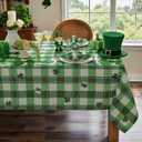Honellaty St Patricks Day Tablecloth, Rectangle Table Cloth Green Shamrocks Spring Table Cover Waterproof Clover Tablecloths for St Patrick's Day Dining, Picnic, Party (52"x70")