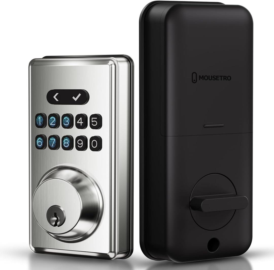 MOUSETRO Keyless Entry Door Lock, Electronic Keypad Deadbolt for Front Door, Smart Locks with 6 Digital Code, Auto Lock, Anti-Peeking Password, Easy Installation, Silver