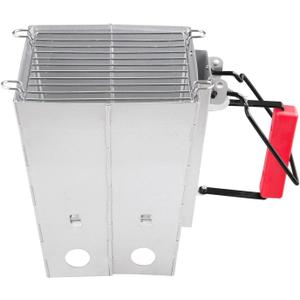 Royal Gourmet Foldable Charcoal Chimney Fire Starter Camping Grill, silver and red