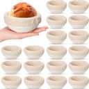 20 Pcs Bread Proofing Basket 5 Inch Banneton Round Dough Sourdough Basket Set Rattan Bakery Baking Bowl with Linen Liner Bread Making Supplies for Baking Starter and Home Bakers