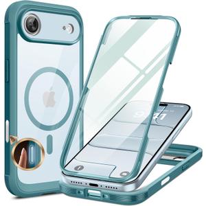 Miracase Magnetic for iPhone Air Case 6.5" [Compatible with MagSafe] Full-Body Phone Case with Built-in Glass Screen Protector & Camera Control,Drop Proof iPhone 17 Air Case Cover, Green