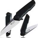 7.8 in Folding Pocket Knife with D2 Steel Blade, G10 Handle, Ball Bearing Pivot, Stonewashed Finish Outdoor EDC Utility Tool for Camping, Hiking, Survival Use(G10 - Black/Onyx Color)